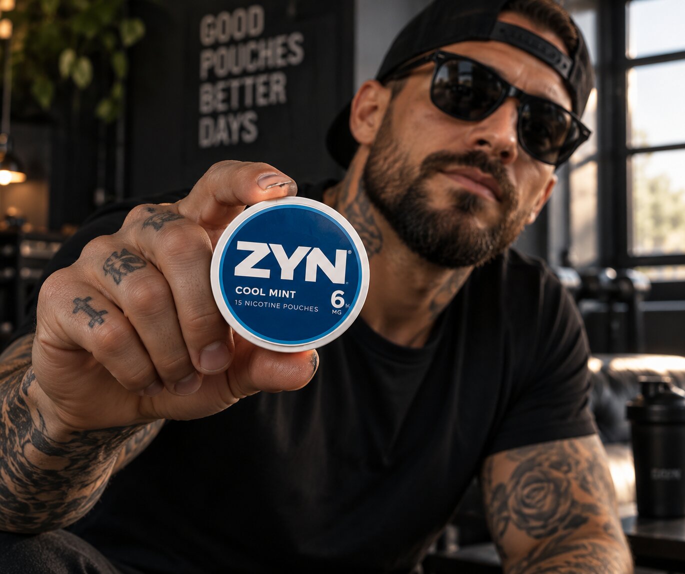 A ZYN customer holding up a tin of ZYN Cool Mint